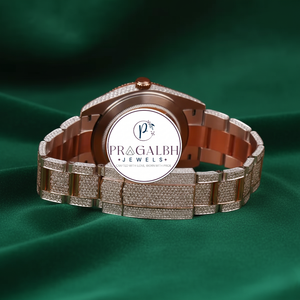 นาฬิกา Pragalbh Jewels หรูหราประดับเพชรเต็มหน้าปัด สไตล์ฮิปฮอป นาฬิกาควอตซ์อนาล็อก สายสแตนเลสสตีล สำหรับผู้ชาย นาฬิกาโมอิสซาไนต์ - Product Image 6