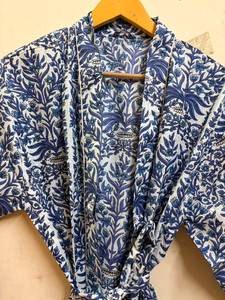 Peignoir Kimono Léger et Respirant en Coton à Col en V avec Cordon de Serrage, Imprimé Floral et Oiseaux, pour Femme, Idéal pour le Bain, le Spa et la Plage - Product Image 5