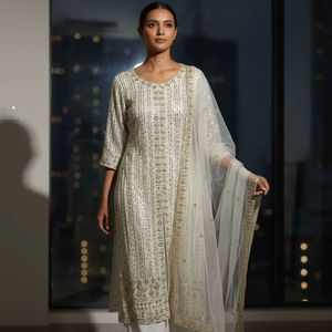 Traje Salwar Rojo de Diseñador para Mujer con Dupatta – Conjunto de Kurta Tradicional Indio para Fiestas - Product Image 1