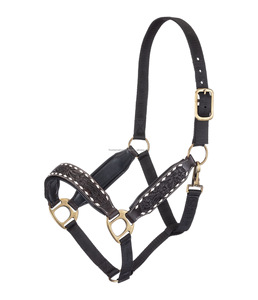 Heavy Duty Nylon Horse Halter with Hand-<b>Tooled</b> Floral Padding Adjustable Padded Noseband Cheek Bridle for Horse Endurance Racing - Product Image 1