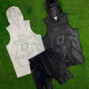 เสื้อเจอร์ซีย์ฟุตบอลแบบมีฮู้ด Blackout Dry Fit 7v7 แบบกำหนดเองได้ พร้อมลายธง 7on7  เสื้อกีฬาแบบ Sublimation  สามารถปรับแต่งได้ทุกอย่าง ทั้งโลโก้ หมายเลข และชื่อ - Product Image 2
