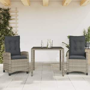 Conjunto de comedor para jardín mediano con cubiertas extraíbles de ratán PE gris - Product Image 1