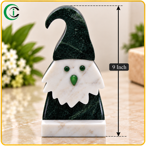 Adorno Navideño de Santa Claus en Mármol Blanco y Verde Hecho a Mano por CCI, Figura de Piedra de 9 Pulgadas para Decoraciones Navideñas y Exhibiciones de Temporada - Product Image 2