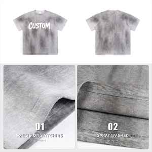 Camiseta de algodón grueso de lujo para hombre, diseño deportivo personalizado, estilo streetwear, estampado, corte holgado, lavado desgastado - Product Image 6