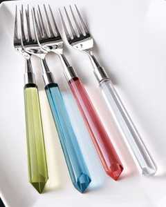 Juego de cubiertos de acero inoxidable con mango de resina perlada y cuentas, cubiertos plateados con lazo rosa, cuchillo, tenedor y cuchara para mesa, para café. - Product Image 5