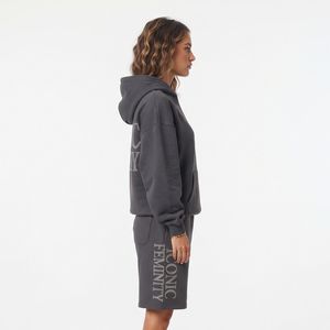 Ensemble de shorts en molleton à strass pour femmes, 2 pièces, 100% polyester, vêtements de rue d'hiver, coupe ample, shorts de survêtement baggy pour femmes - Product Image 3
