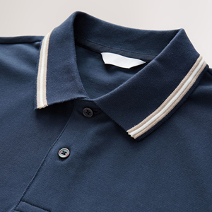 Chemise Homme Bleu Marine à Manches Courtes en Piqué de Nylon Coupe Droite Style Décontracté Boutonnée Tricotée Respirante Unie Brodé - Product Image 3