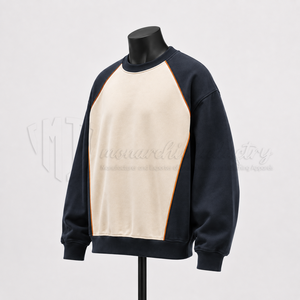 Sudadera de cuello redondo con bloques de color para hombre, sudadera polar personalizada, sudadera informal estilo streetwear con manga raglán, venta al por mayor - Product Image 3