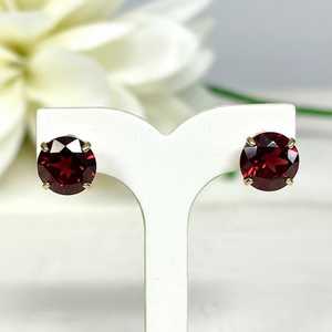 Natural Garnet <b>Stud</b> <b>Earrings</b> 925 Sterling <b>Silver</b> 14K Gold Plated January Birthstone Classic Simple Jewelry Gift - Product Image 2