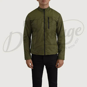 Chaqueta Acolchada Verde Oliva para Hombre, Cuello Alto, Corte Ajustado, Cálida, Ligera, Resistente al Viento, para Invierno - Product Image 3