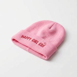 Bonnet brodé rose pour femmes, design mignon avec lettres, bonnet tricoté chaud d'hiver, style décontracté, taille adulte 56-58CM - Product Image 2