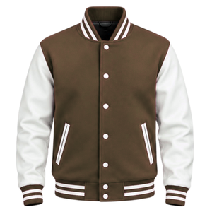 Veste universitaire de baseball pour homme à manches longues, style Letterman, avec fermeture à boutons-pression, ourlet côtelé rayé et poches - Product Image 1