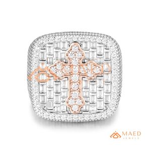 925 Sterling <b>Silver</b> Moissanite Cross <b>Ring</b> for <b>Men</b> Iced Out Baguette Hip Hop Statement <b>Ring</b> Luxury Jewelry Gift - Product Image 5