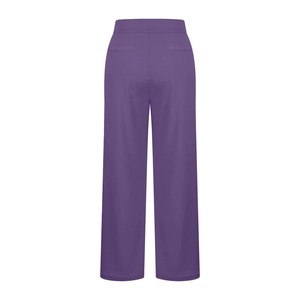 High Waist Full Length Flared Leg <b>Yoga</b> <b>Pants</b> With Pockets Solid Purple Stretch Elastic Waist Women's Workout Wear - Product Image 4