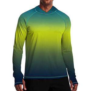 เสื้อฮู้ดดี้แขนยาวสีเขียวมะกอกสำหรับผู้ชาย UPF 50 เสื้อตกปลาแห้งเร็วแบบสวมหัว สีพื้น ผ้าโพลีเอสเตอร์ - Product Image 5