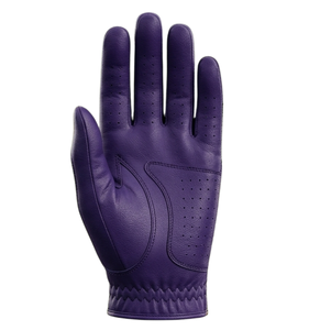 Gant de golf violet hautement élastique et respirant en cuir véritable antidérapant pour droitier unisexe avec fermeture auto-agrippante et logo embossé - Product Image 2