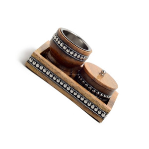 Nouvel arrivage de plateau incrusté de nacre en bois ensemble de brûleurs en laiton Bakhoor pour la décoration de la maison vadrouille arabe Mubkhar Ramadan cadeau - Product Image 1