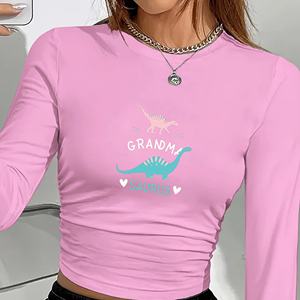 เสื้อแขนยาวผู้หญิงลายไดโนเสาร์และคุณยายซอรัส - Product Image 2