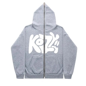 Custom Men's Red Full <b>Zip</b> <b>Hooded</b> Sweatshirt Wholesale Oversized for Graphic Fleece 350g Winter Hoodie - Product Image 4