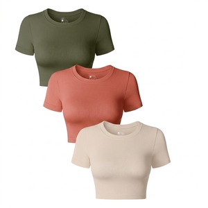 Hot Selling Scoop Neck Seamless Spandex/Nylon Skinny Fit Crop <b>Tops</b> for Women Fitness Breathable - Product Image 4