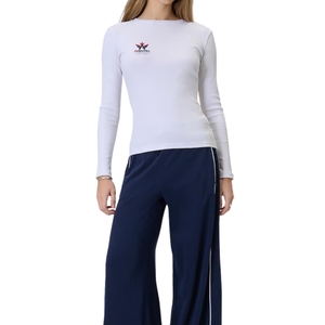 Women's Slim Ribbed Knit Long Sleeve <b>Top</b> Fitted Stretch Casual Shirt Soft Comfortable Everyday Fashion Apparel - Product Image 1