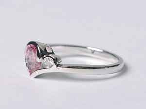 แหวนทัวร์มาลีนสีชมพูธรรมชาติ แหวนเพชรพลอยสีชมพูทรงลูกแพร์ เงินแท้ สำหรับผู้หญิง - Product Image 2