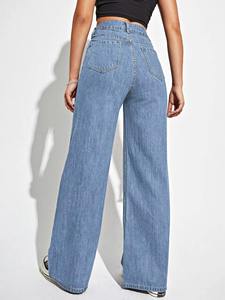 <b>Jeans</b> <b>Vintage</b> Baggy Straight Leg Casual Denim Pants Cargo <b>Flared</b> Mid Washed Streetwear 100% Cotton Print High Waist Embroidery - Product Image 6