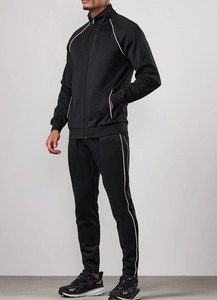 Survêtement Homme Deux Pièces Personnalisé Noir à Capuche Entièrement Zippée et Pantalon de Jogging avec Passepoil – Tenue de Sport Respirante pour Hommes – Grande Demande - Product Image 3