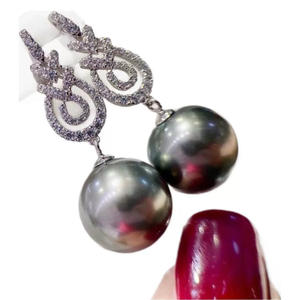 New Elegant G18k Gold <b>Dangle</b> <b>Earrings</b> Adjustable Earline Diamond Edition 10-9M Freshwater Akoya <b>Pearl</b> Fine <b>Dangle</b> <b>Earrings</b> - Product Image 5