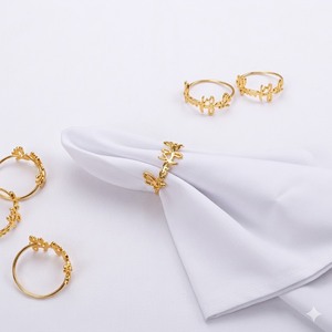 Wholesale Modern Brushed Gold Metal Cuff Napkin Rings Set Elegant Semicircle Design Wedding Banquet Dinner <b>Party</b> <b>Table</b> Decor - Product Image 6