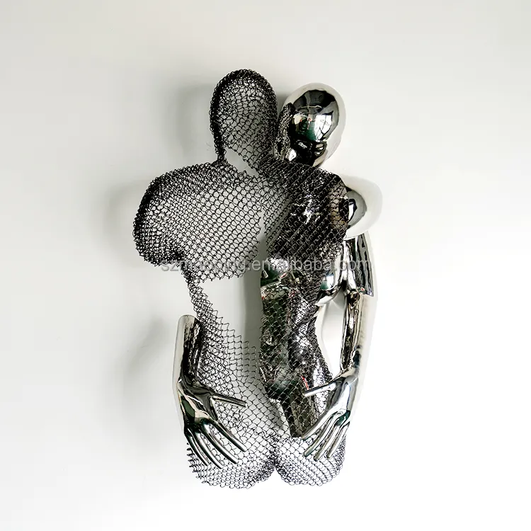 Art du corps humain abstrait en métal moderne, Sculpture figure d'amour en acier inoxydable