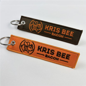 Porte-clés personnalisé brodé sur mesure, patch en toile, cuir PU, métal rectangulaire durable 13x3cm, promotionnel, pour entreprise, voiture - Product Image 5