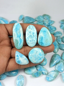 Larimar bleu naturel, cabochon de pierre précieuse en vrac, qualité supérieure, tailles personnalisables, lot en gros, formes variées pour la bijouterie - Product Image 2