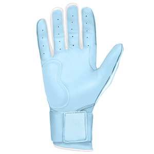 Light Blue Leather Batting Glove Right Hand Breathable <b>Hook</b> And Loop Closure For Training Unisex Adult - Product Image 4