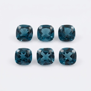 โทแพซสีน้ำเงินลอนดอนธรรมชาติ 8x8 มม. ทรงคุชชั่น เจียระไนเหลี่ยม พลอยหลวม ขายส่งยกชุด |   ผู้จัดจำหน่ายพลอยบลูโทแพซแท้ - Product Image 3