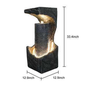 Fontana e Cascata Moderna da Esterno con Illuminazione LED, Altezza 33,4 Pollici - Product Image 4