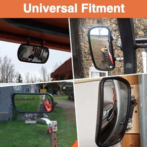 Specchietto retrovisore convesso 8x4 pollici con staffa a U universale in acciaio inossidabile rettangolare per trattori, camion, carrelli elevatori, barche - Confezione da - Product Image 2