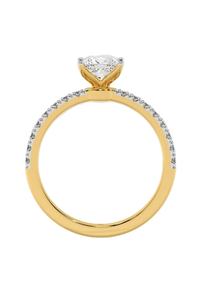 Anillo Solitario de Corte Princesa de 1 Quilate, Creado en Laboratorio, con Banda de Diamantes Pavé en Oro Amarillo, Anillo de Compromiso y Boda Clásico en Plata - Product Image 3