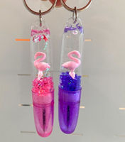 Stylo à bille flottant à flamant rose rempli de liquide, porte-clés, 0,5 mm, article promotionnel en plastique