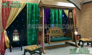 Fabricant de balançoires de scène de mariage en or, balançoire en bois ravissante pour les étapes de mariage, balançoires de mariage pour les jeunes mariés - Product Image 5