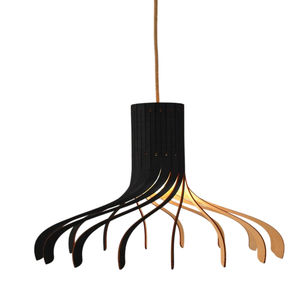 Luminaire suspendu en bois de bouleau noir moderne fait main, design unique, lampe suspendue en bois écologique pour la décoration de la maison - Product Image 1