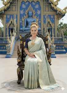 Sari prêt-à-porter et chemisier prêt-à-porter en tissu viscose soie de qualité supérieure, vêtements indiens et pakistanais traditionnels. - Product Image 5