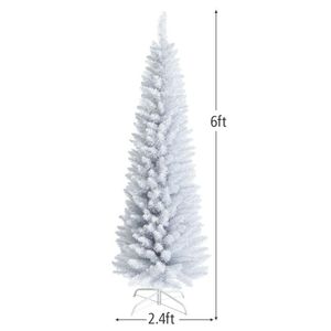 Albero di Natale Artificiale Sottile Non Illuminato da 1,8 m con Supporto in Metallo per Interni - Product Image 3
