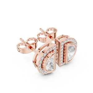 Purecarat Yellow Gold Half <b>Moon</b> Diamond Halo Stud <b>Earrings</b> Elegant Diamond Jewelry - Product Image 6