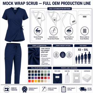 Custom Woven Label Side Pocket <b>Jogger</b> Cuff Stretch Medical <b>Scrub</b> Uniform Set Breathable Stretch Fabric For Medical Supplier - Product Image 3