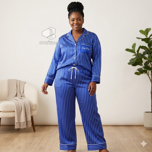 Zeta Phi Beta Sorority Women's Striped Pajama Set Button-Front <b>PJs</b> With Drawstring Pants Comfortable Sleepwear Cozy Loungewear - Product Image 6