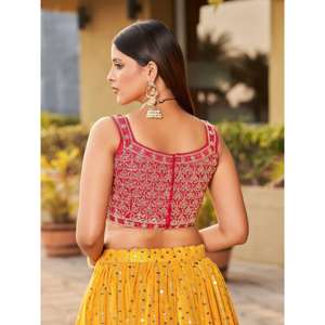 Fascinant jaune paillettes Georgette traditionnel Lehenga Choli - Product Image 1