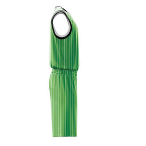 Ensemble de shorts de basket-ball rayés verts personnalisés, impression sublimée, évacuation de l'humidité, uniforme d'équipe unisexe pour adultes - Product Image 4
