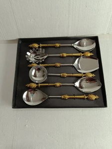 Juego de Cubiertos de Acero Inoxidable de Lujo, Modernos y Ecológicos, para Servir Ensaladas, Arroz, Salsas y Alimentos, con Mango de Metal, en Oferta - Product Image 3