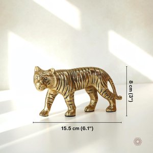 Figurine de tigre en métal, finition dorée, ornement de bureau à domicile, art pop fait main - Product Image 6